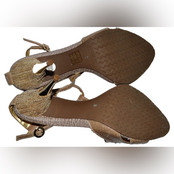 DUMOND NEW SZ 8 M BROWN TAUPE GENUINE LEATHER SANDALS STILETTO HEELS STRAPPY - Picture 8 of 8